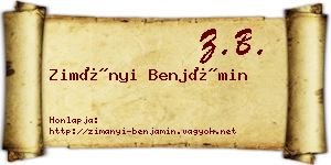 Zimányi Benjámin névjegykártya