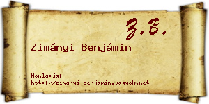 Zimányi Benjámin névjegykártya